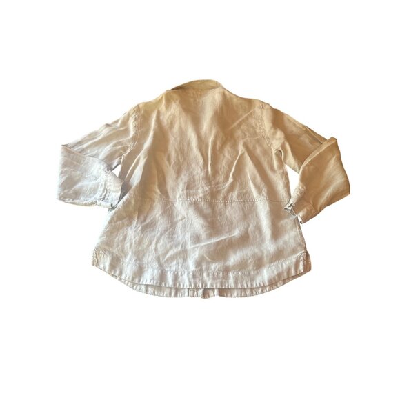 Michael Stars Beige Linen Button-Up Shirt M Safari Preppy Casual Minimalist - Picture 5 of 5